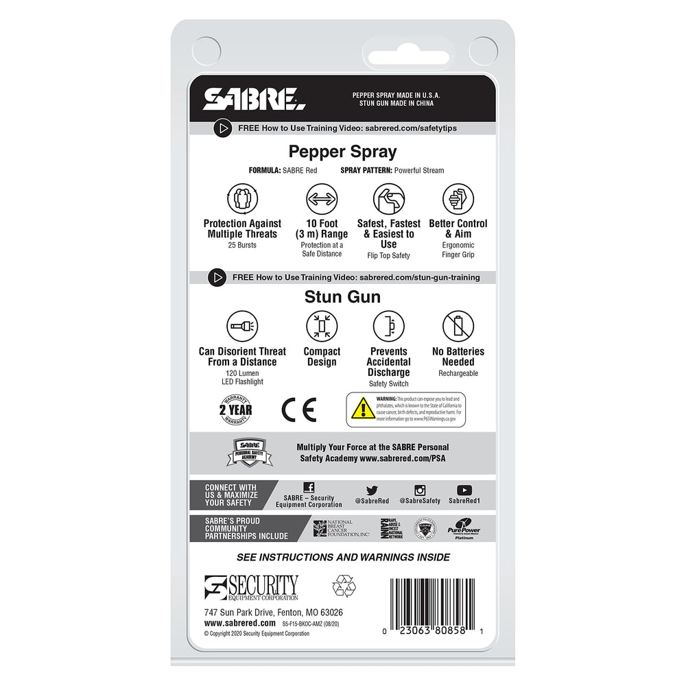SABRE label and lab markings emphasizing made‑in‑USA quality testing