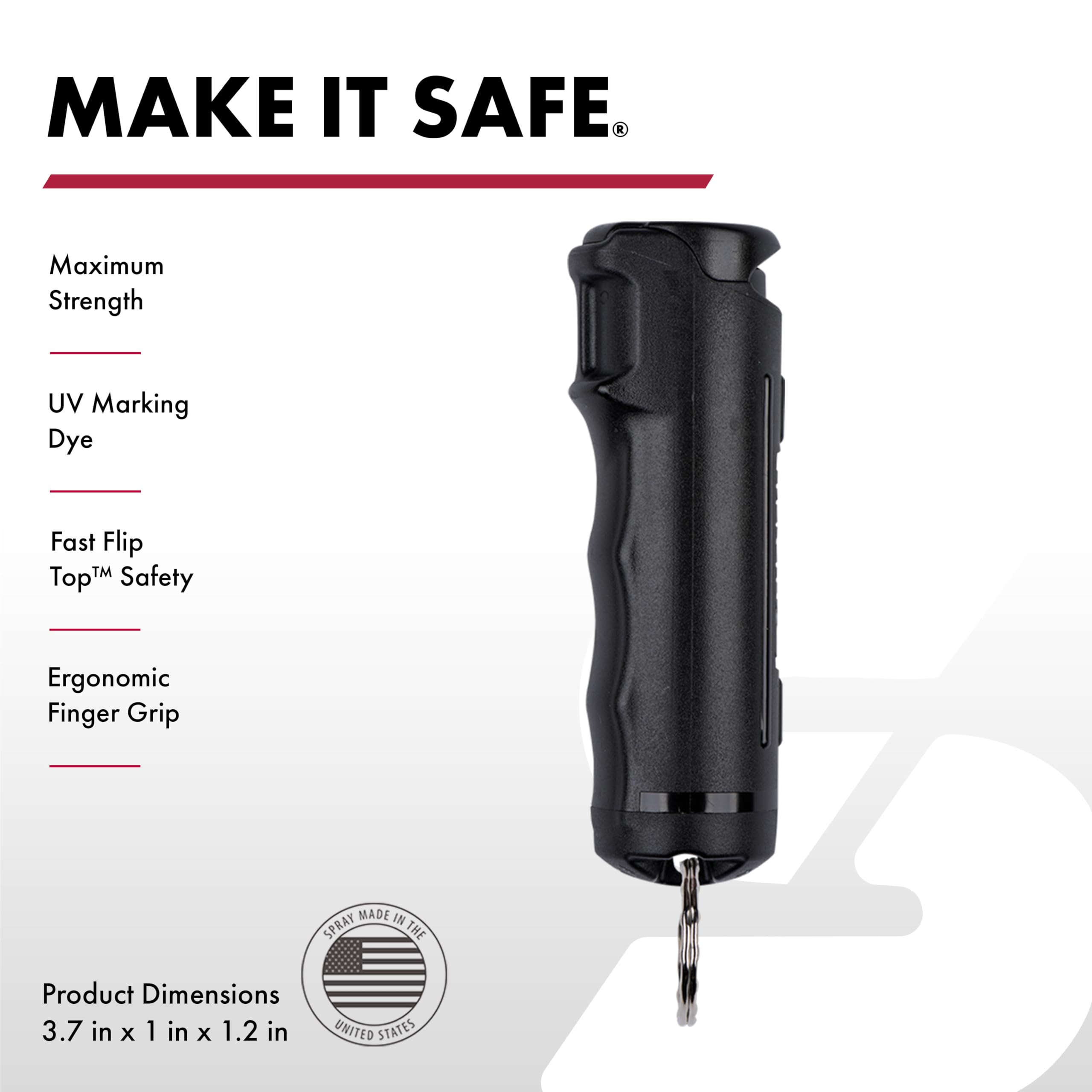 SABRE pepper spray finger grip detail offering controlled aim and stability