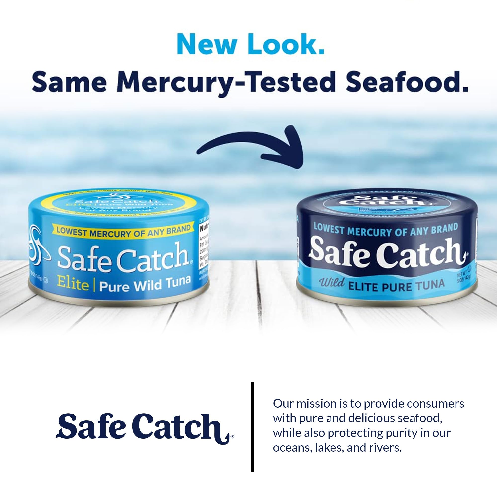Safe Catch sustainability badge showing Seafood Watch alignment benefit