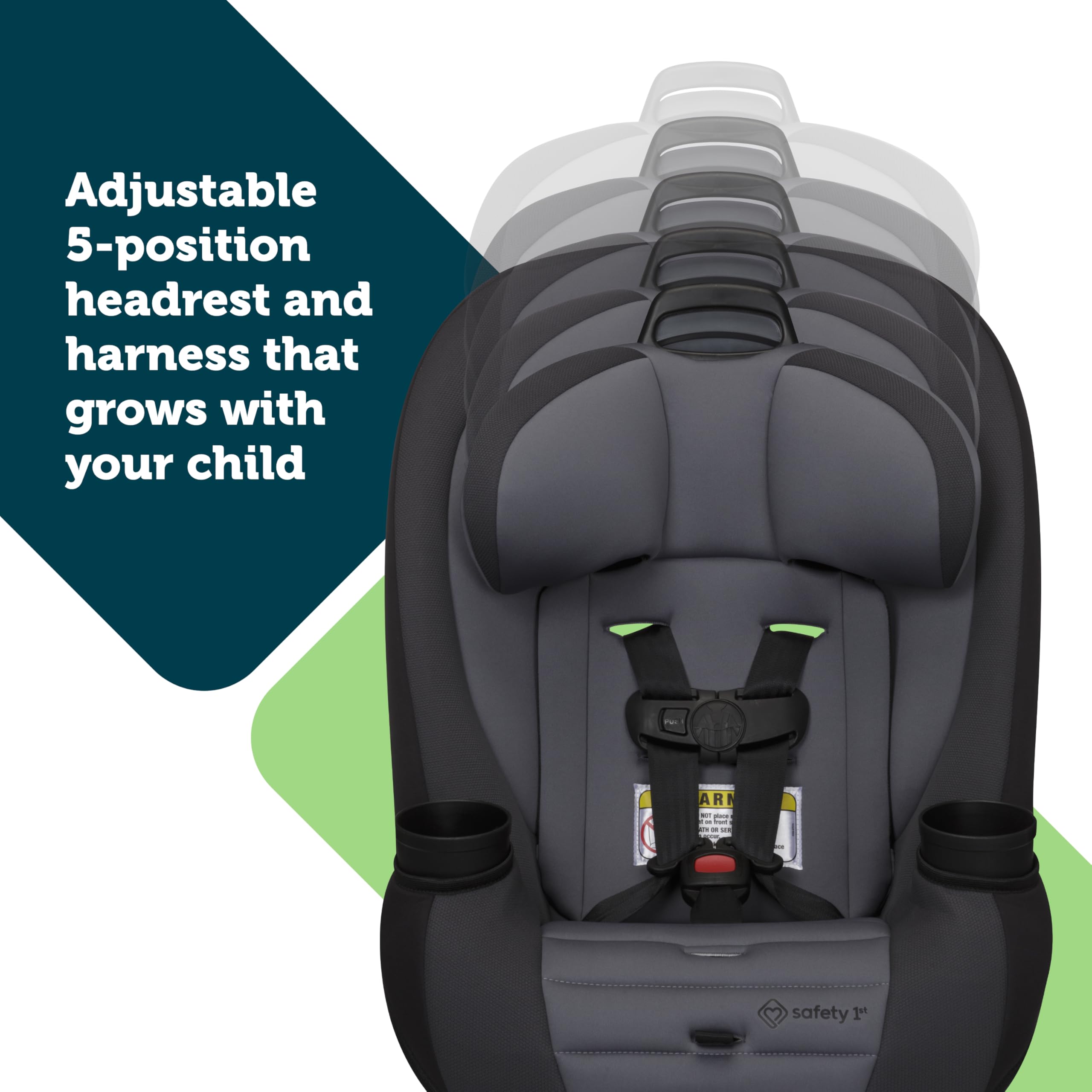 Safety 1st Ellaris adjustable 5-position headrest providing growing child neck support