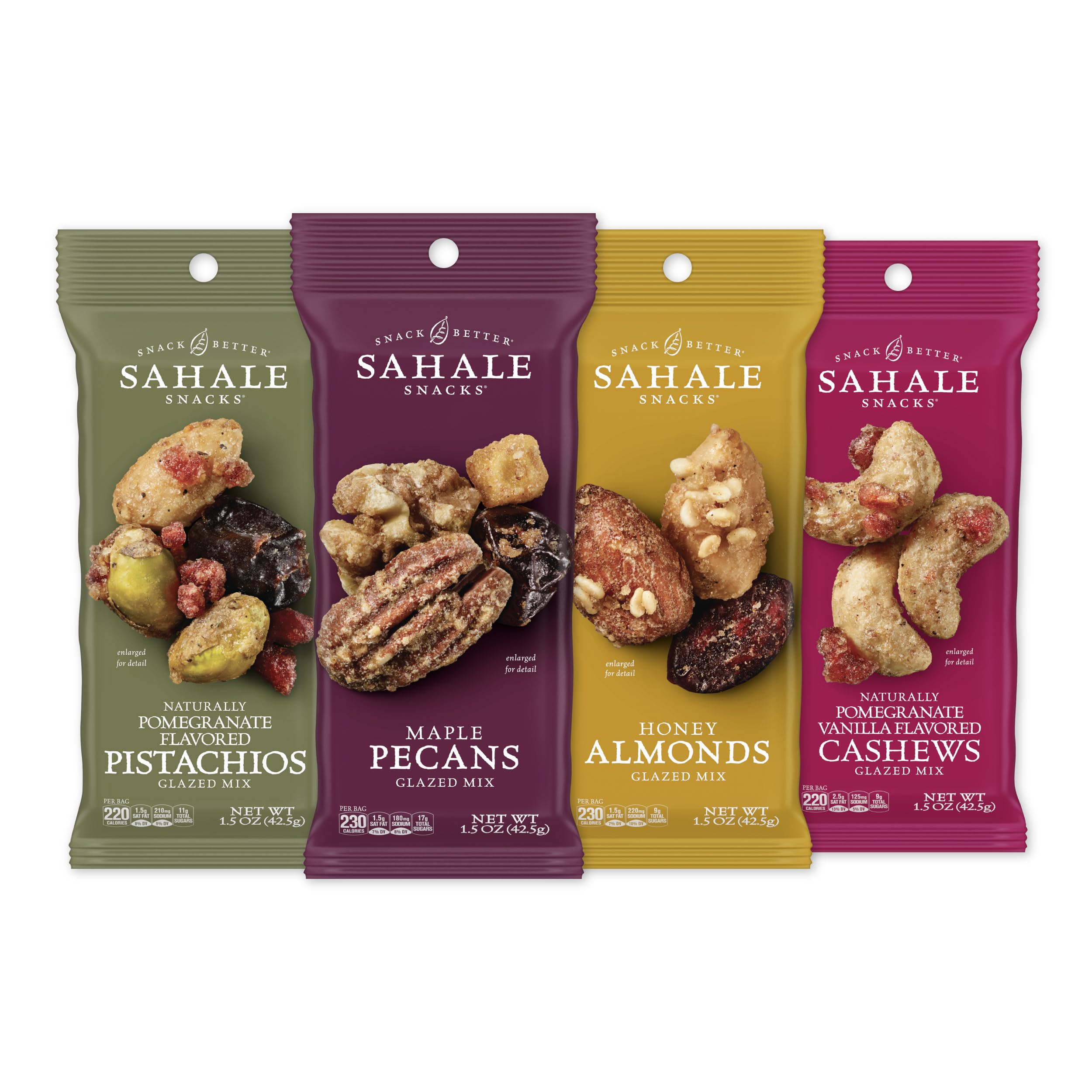 Sahale Snacks front packaging showing variety pack and convenient pouches