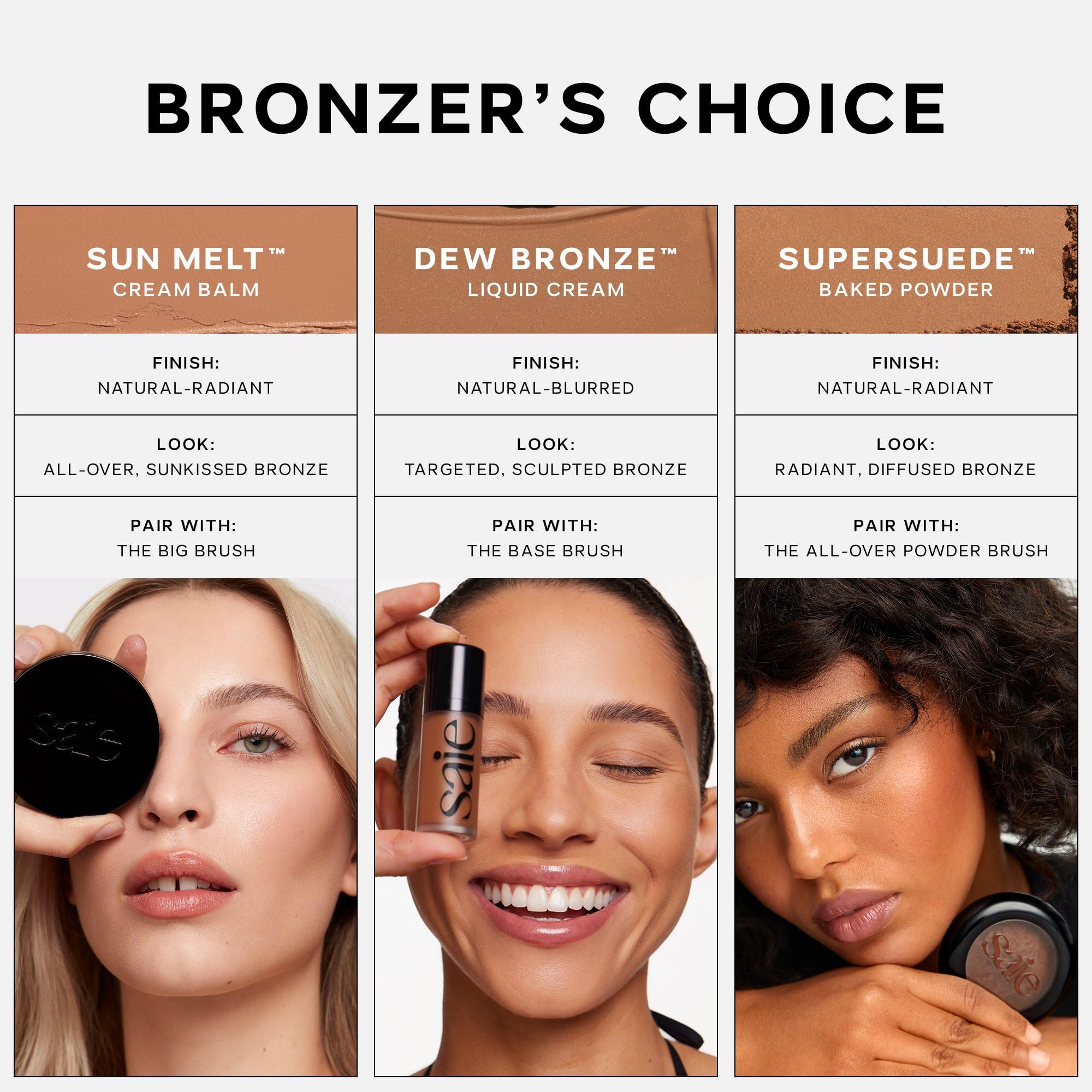 Saie Dew Bronze ingredient label close-up highlighting glycerin and licorice root benefit