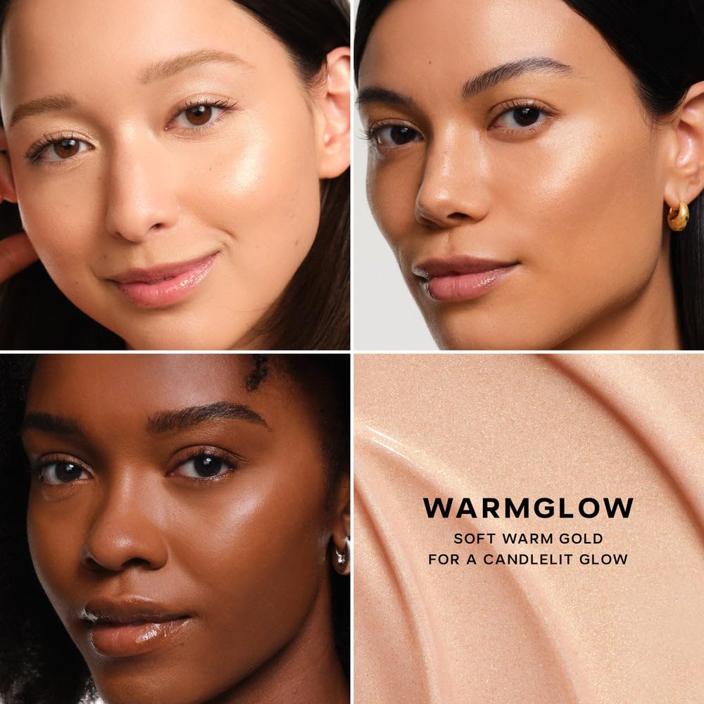 Saie Glowy Super Gel Warmglow pump detail highlighting golden gel for hydrating luminous finish