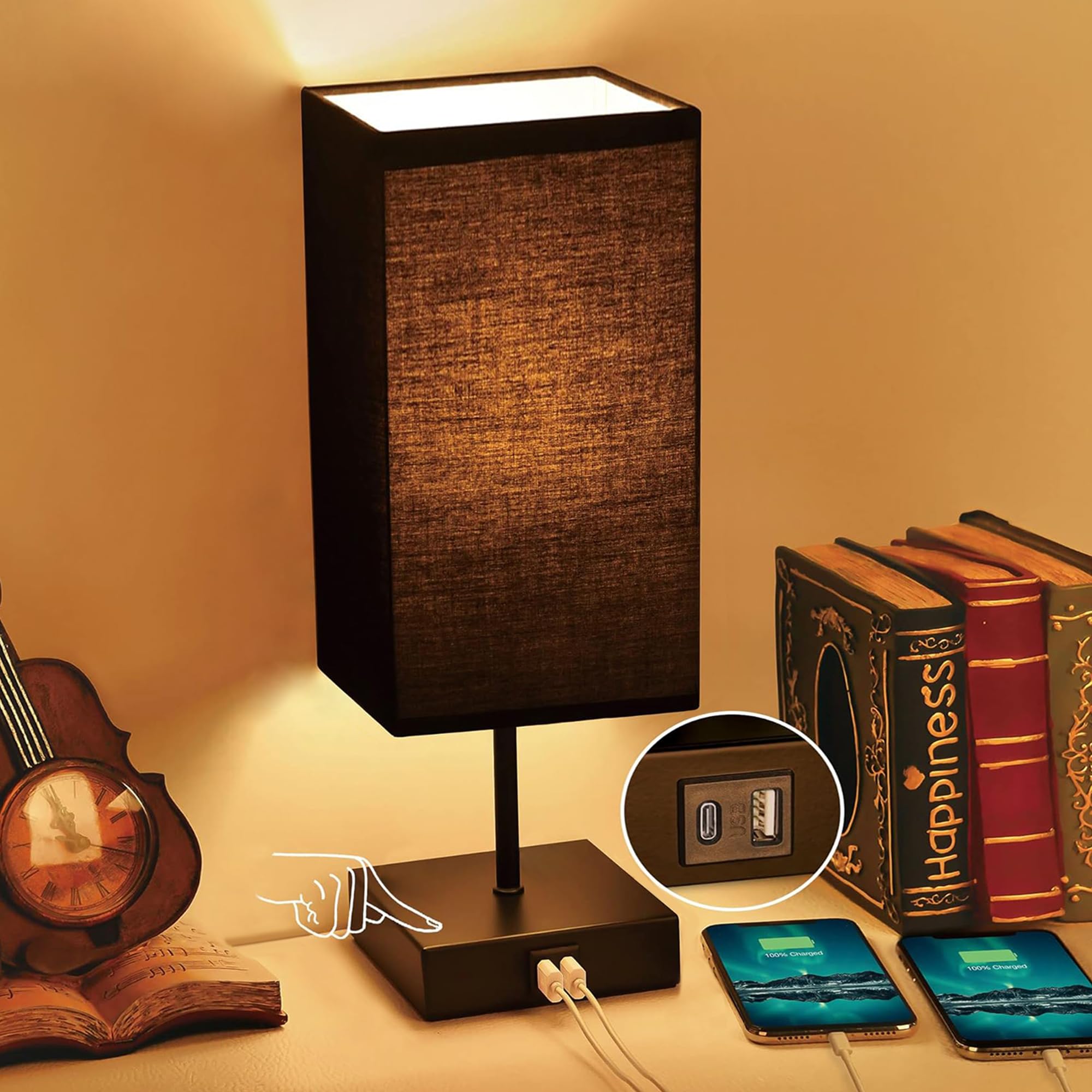Sailstar bedside lamp front view showing compact profile and modern design