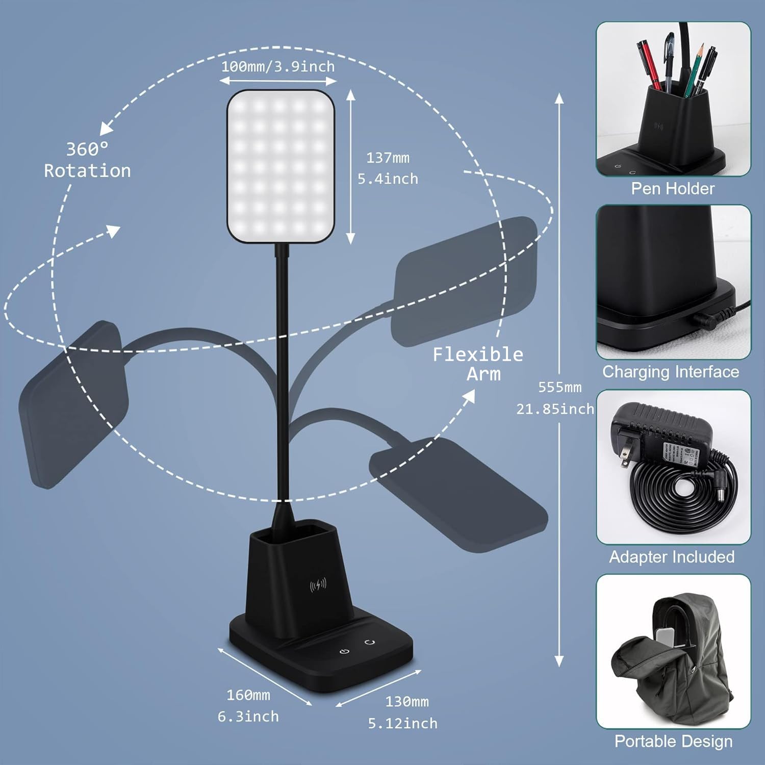Sailstar lamp in a home office illuminating laptop and study materials