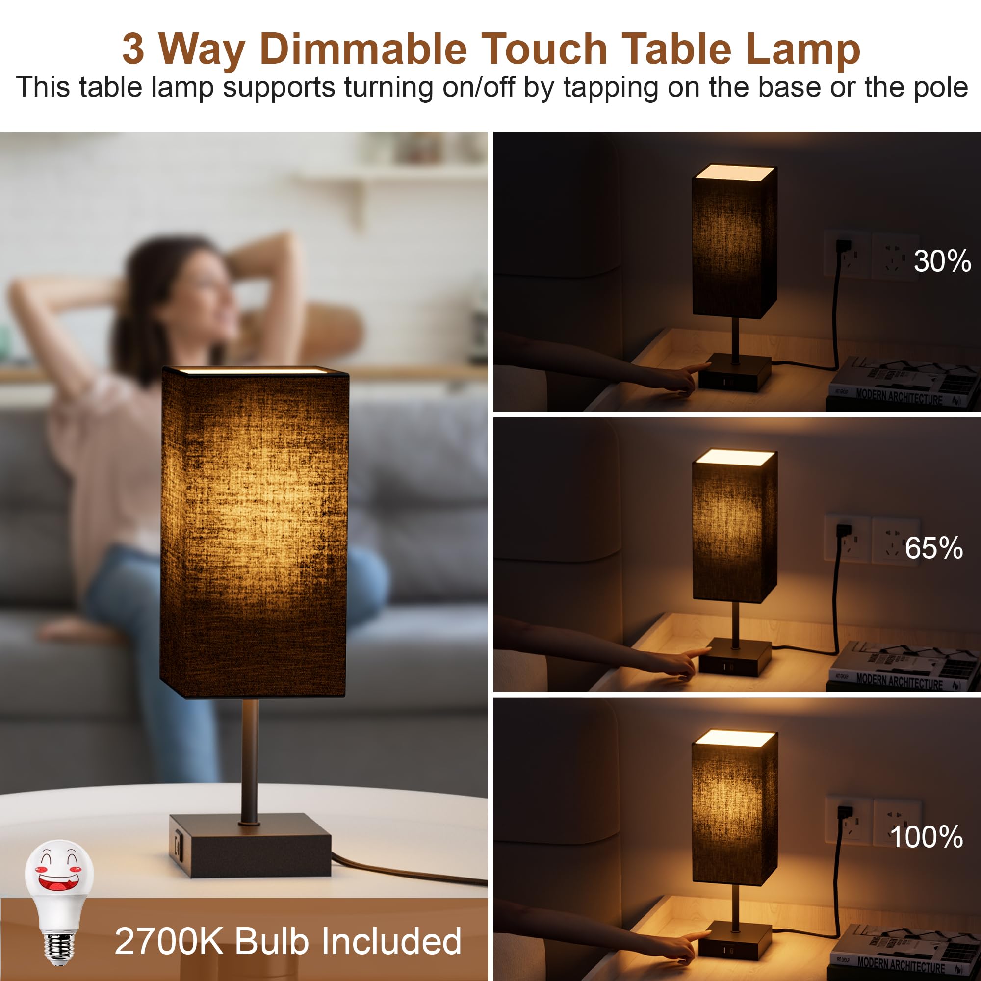 Sailstar lamp USB-C and USB-A ports visible for convenient bedside charging