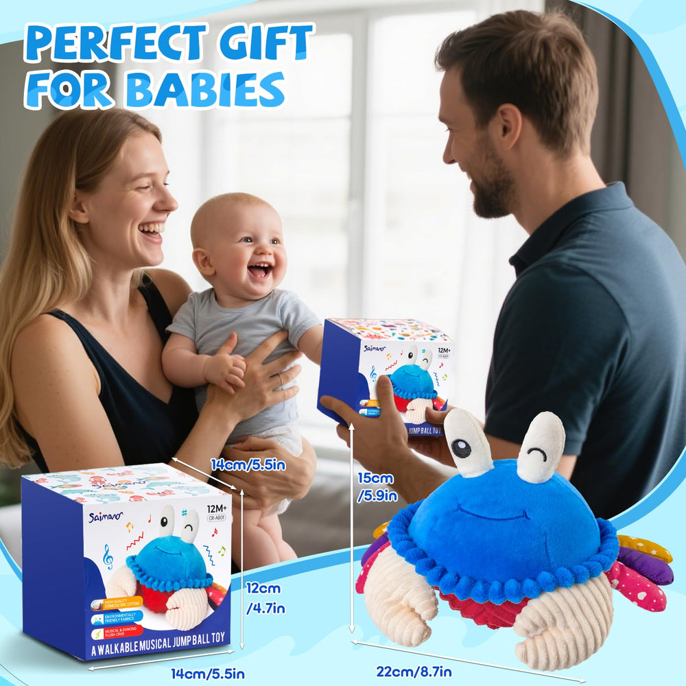 SAIMAND crab on nursery shelf showing cheerful decor and interactive play benefit