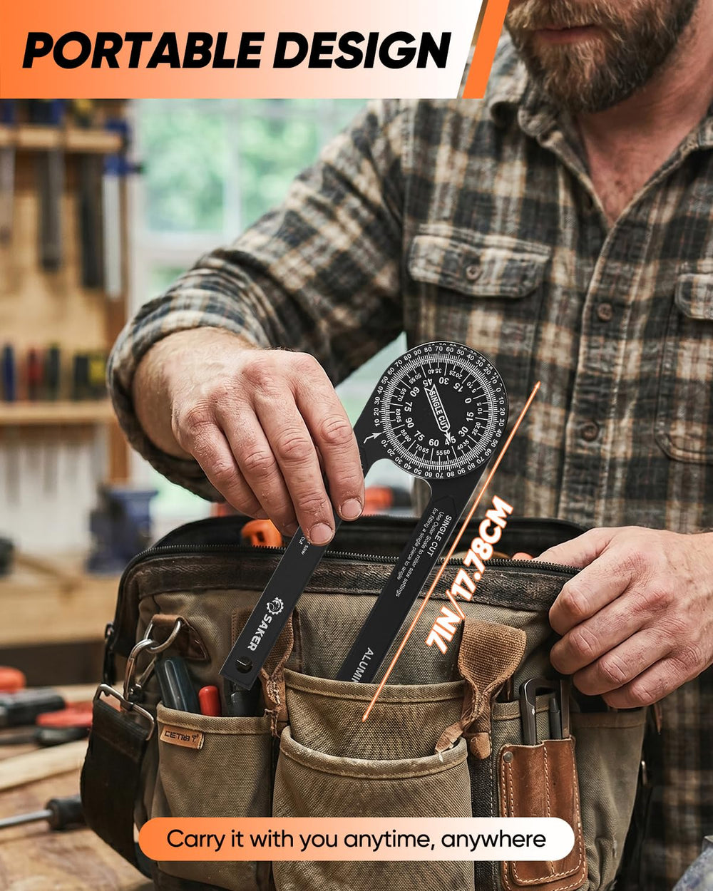 Saker in hand size comparison illustrating portable seven-inch design for easy transport