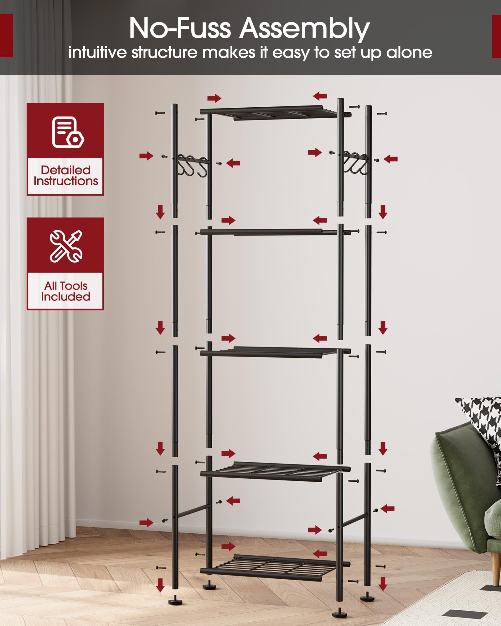 Sakugi rack on balcony with plants and supplies illustrating versatile home use