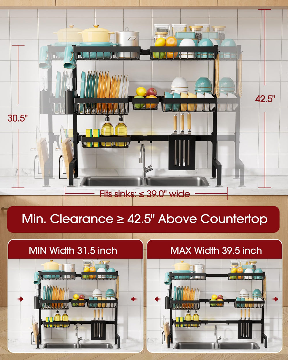 Sakugi middle tier displaying plates to save countertop space