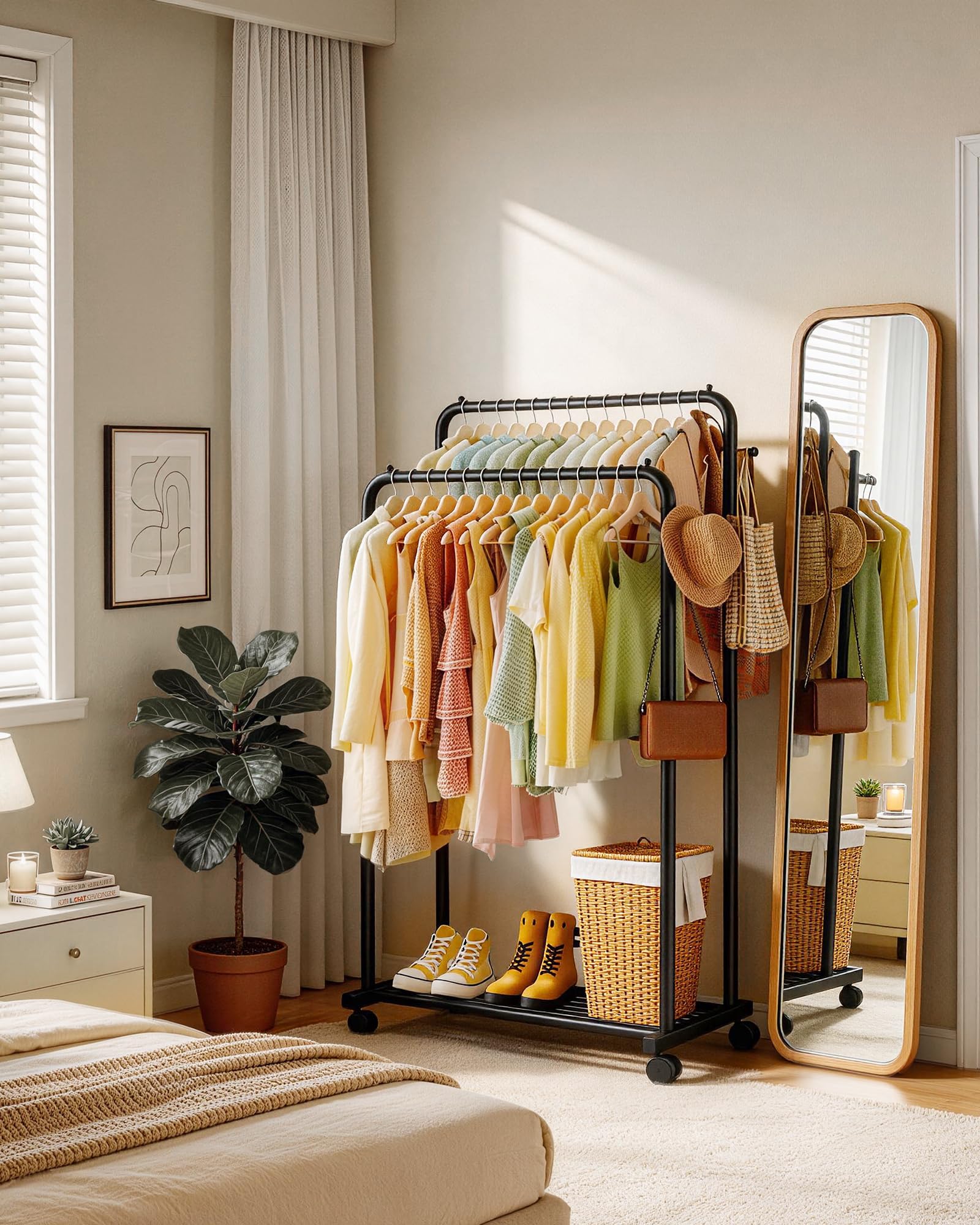 Sakugi shoes and boxes on shelf showing mesh shelf carrying storage