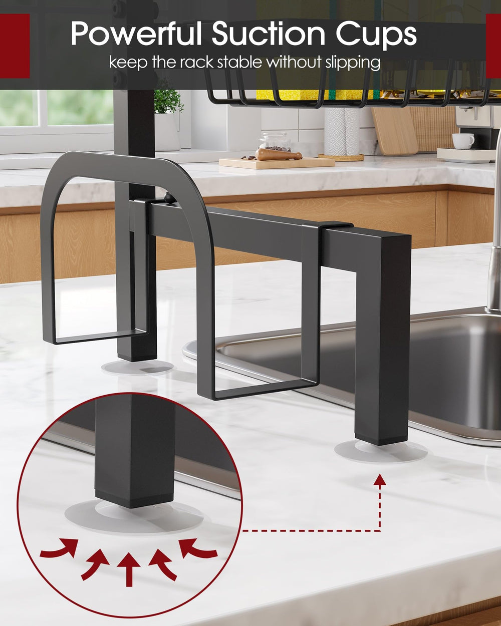 Sakugi side profile demonstrating direct sink drainage to protect counters
