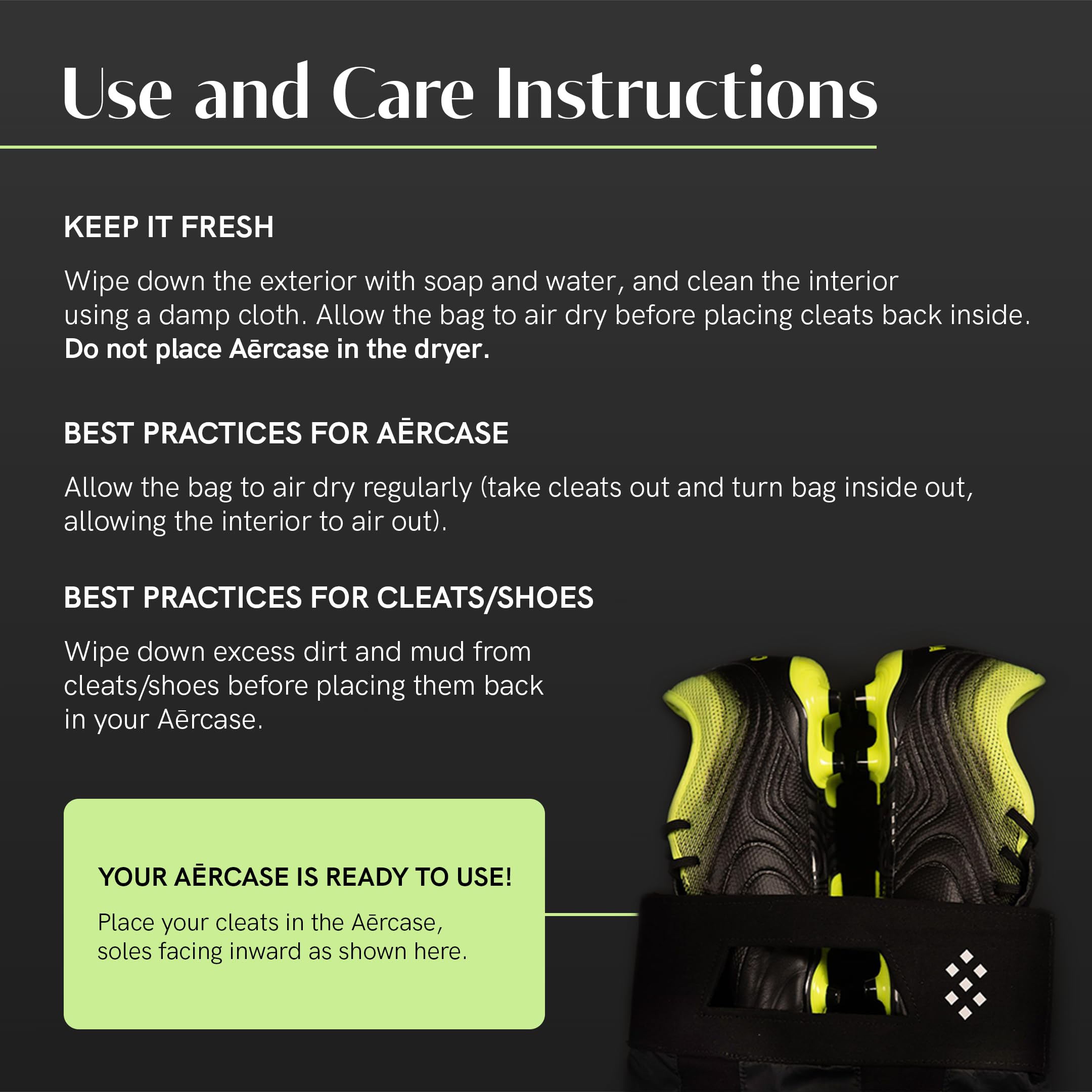 Salt Aērcase next to shoes showing regular size and fit advantage