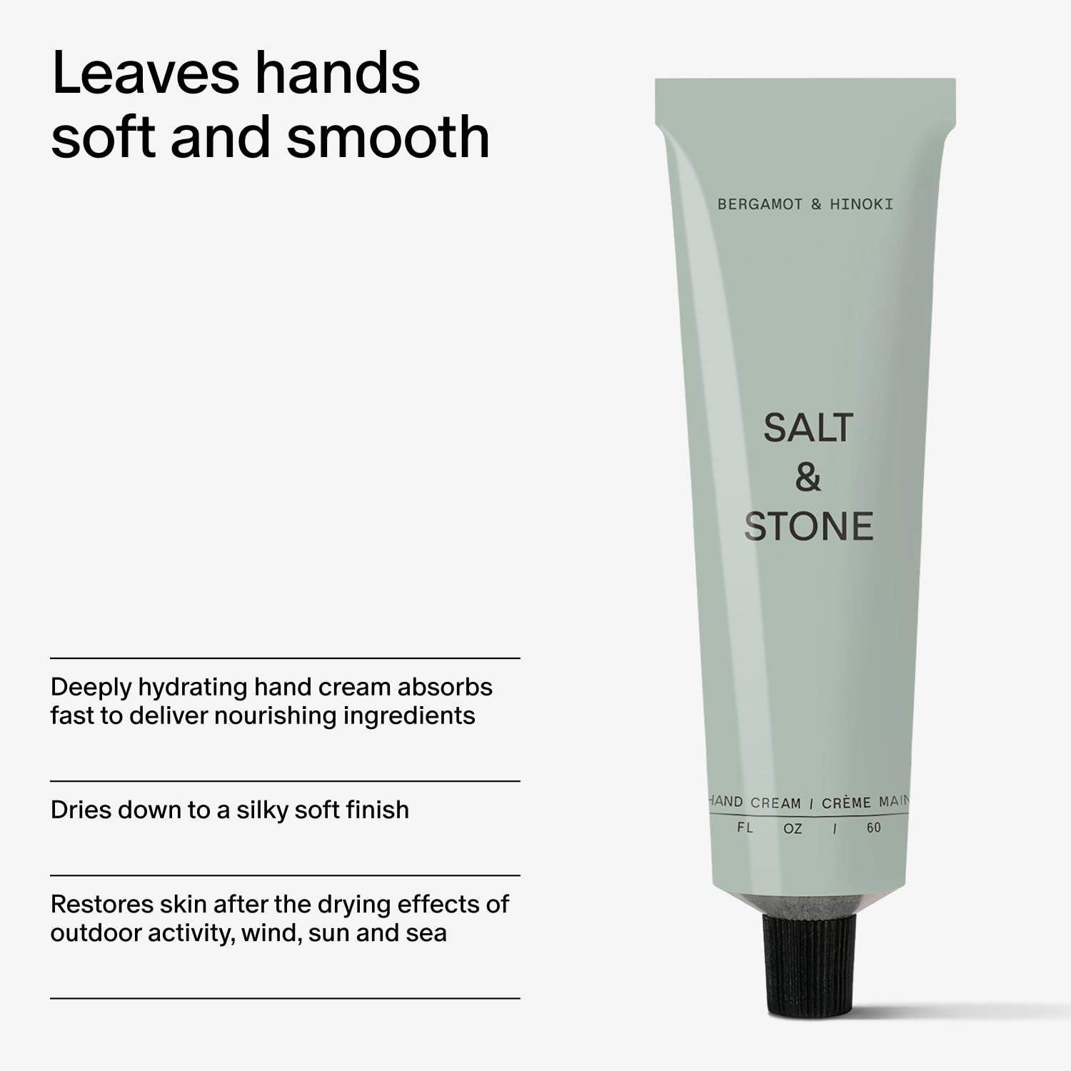 Salt & Stone label close-up displaying clean ingredients and vegan certification