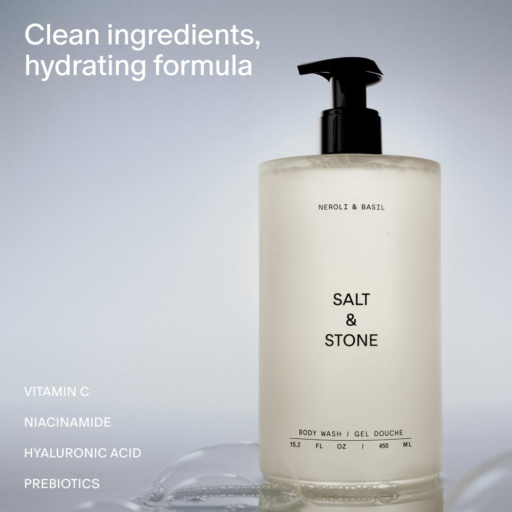 Salt & Stone dispensing gel from pump illustrating easy use and controlled portioning