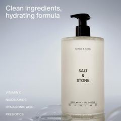 Salt & Stone dispensing gel from pump illustrating easy use and controlled portioning