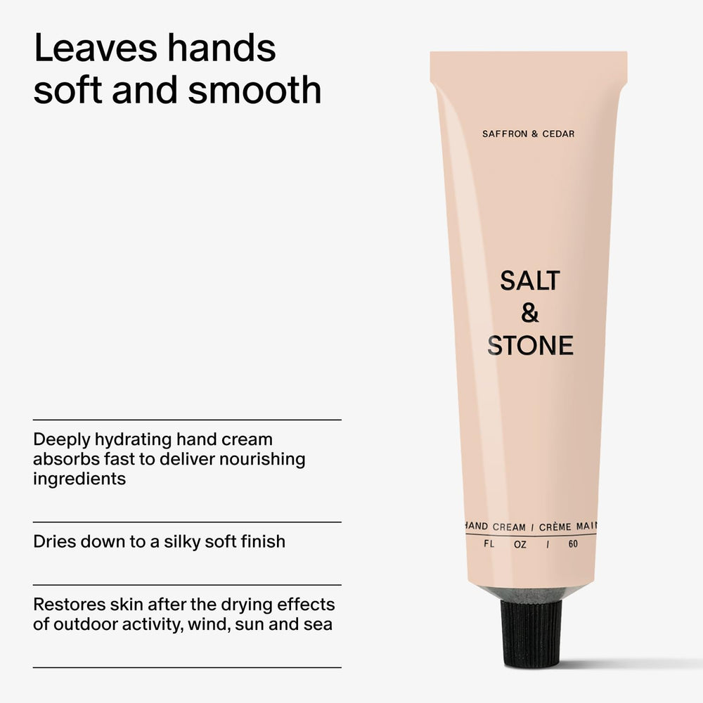 Salt & Stone label detail highlighting clean ingredients and vegan, cruelty-free benefits
