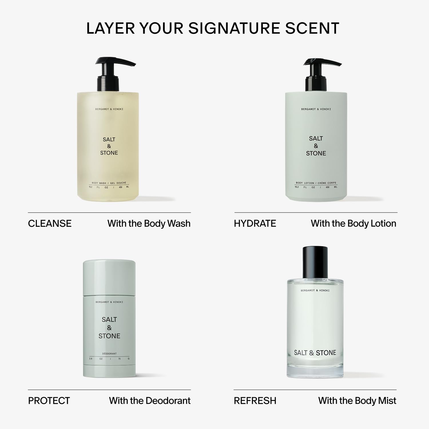 Salt & Stone scent card with swatches showcasing fragrance selection