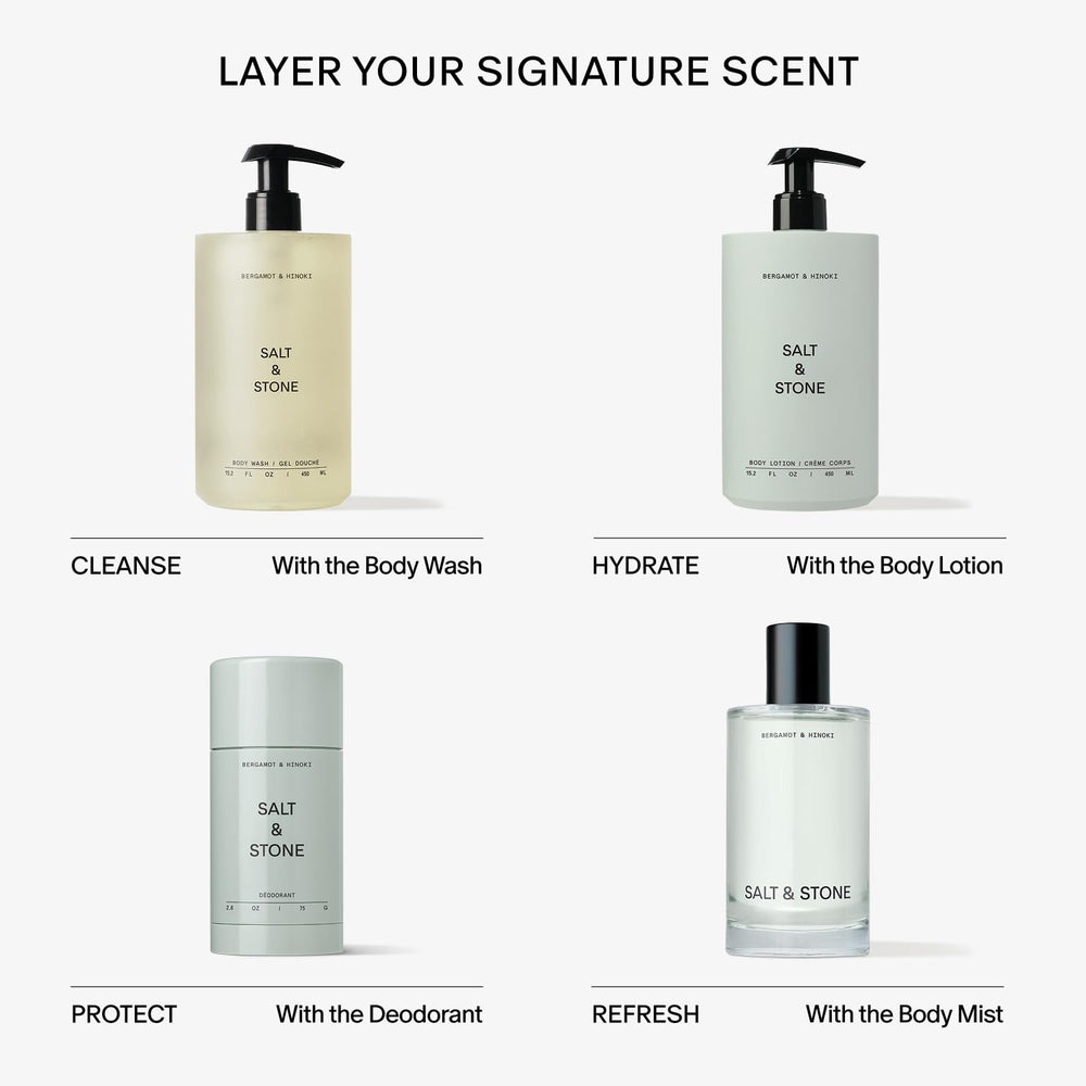 Salt & Stone scent card with swatches showcasing fragrance selection