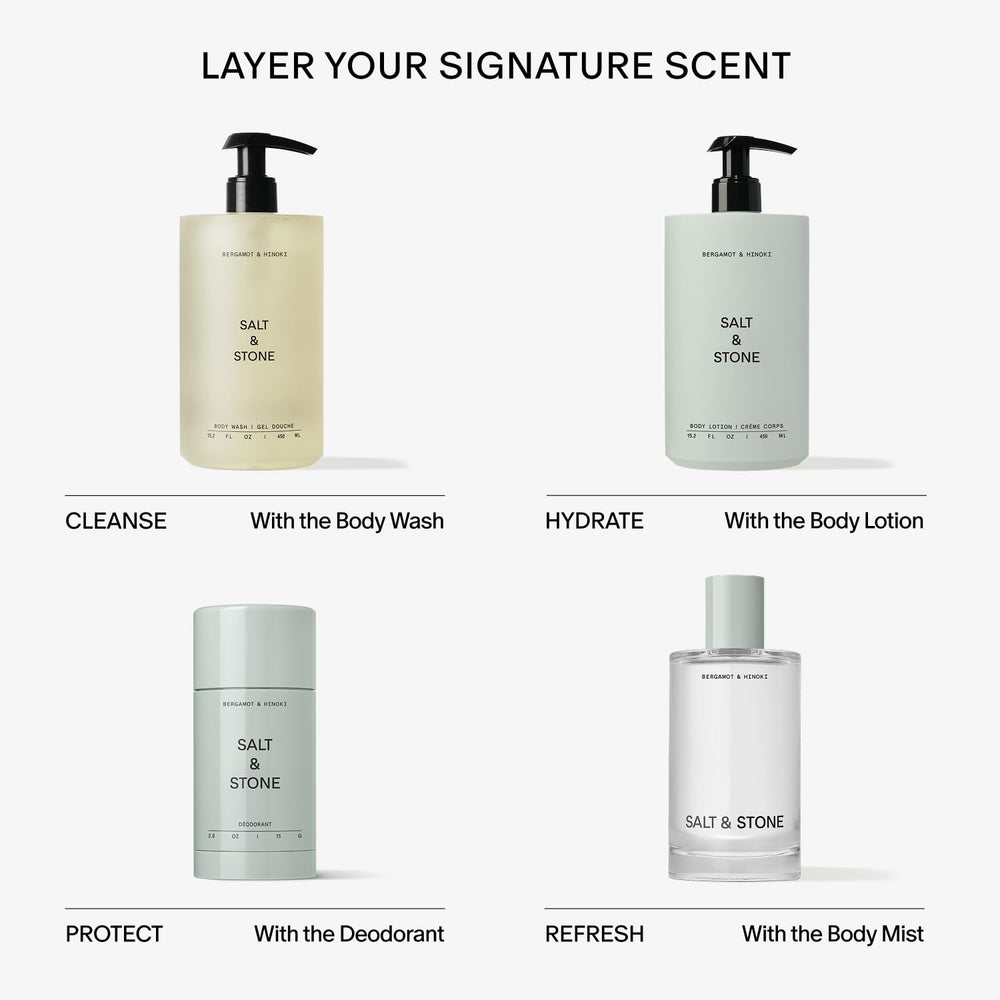 Salt & Stone scent inspiration photo of bergamot and hinoki conveying fresh aroma benefit