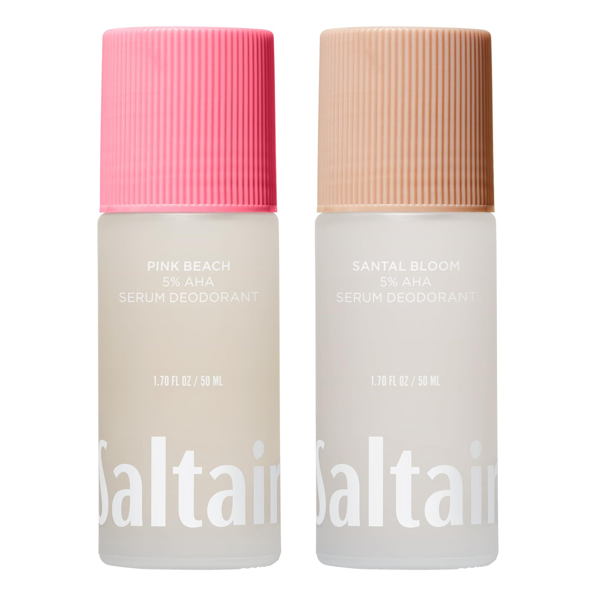 Saltair front packaging showing two signature scent roll-ons and travel-ready design