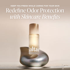 Saltair roll-on applying underarm demonstrating fast-drying, no-stain protection