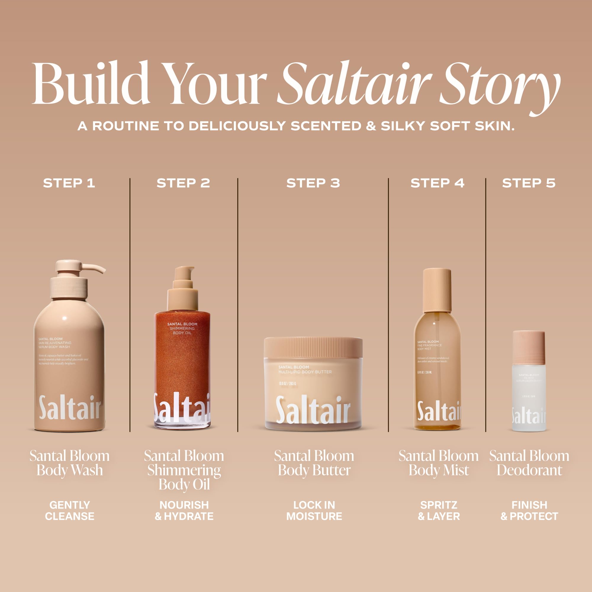 Saltair Santal Bloom bottle next to hand showing 4 fl oz size and portability