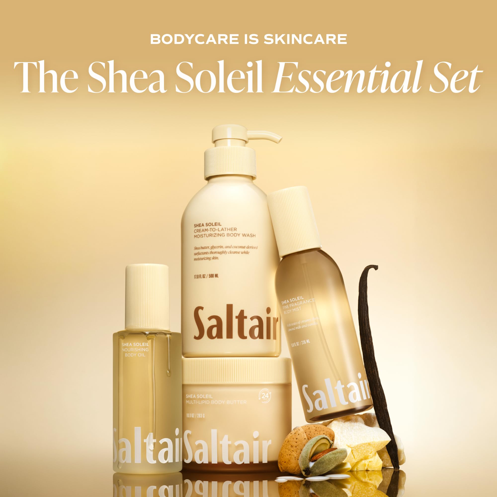 Saltair Shea Soleil close-up texture highlighting fast-absorbing silky finish benefit