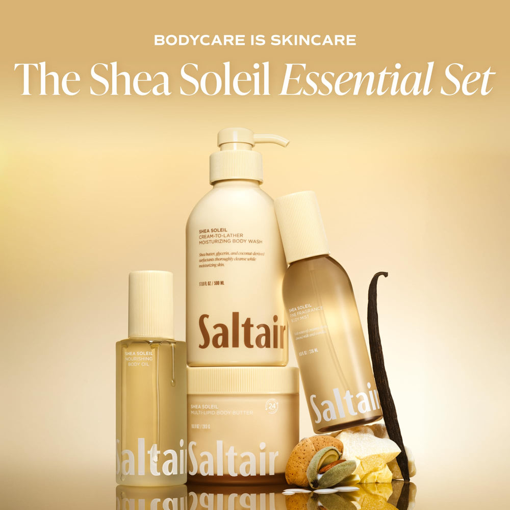 Saltair Shea Soleil close-up texture highlighting fast-absorbing silky finish benefit