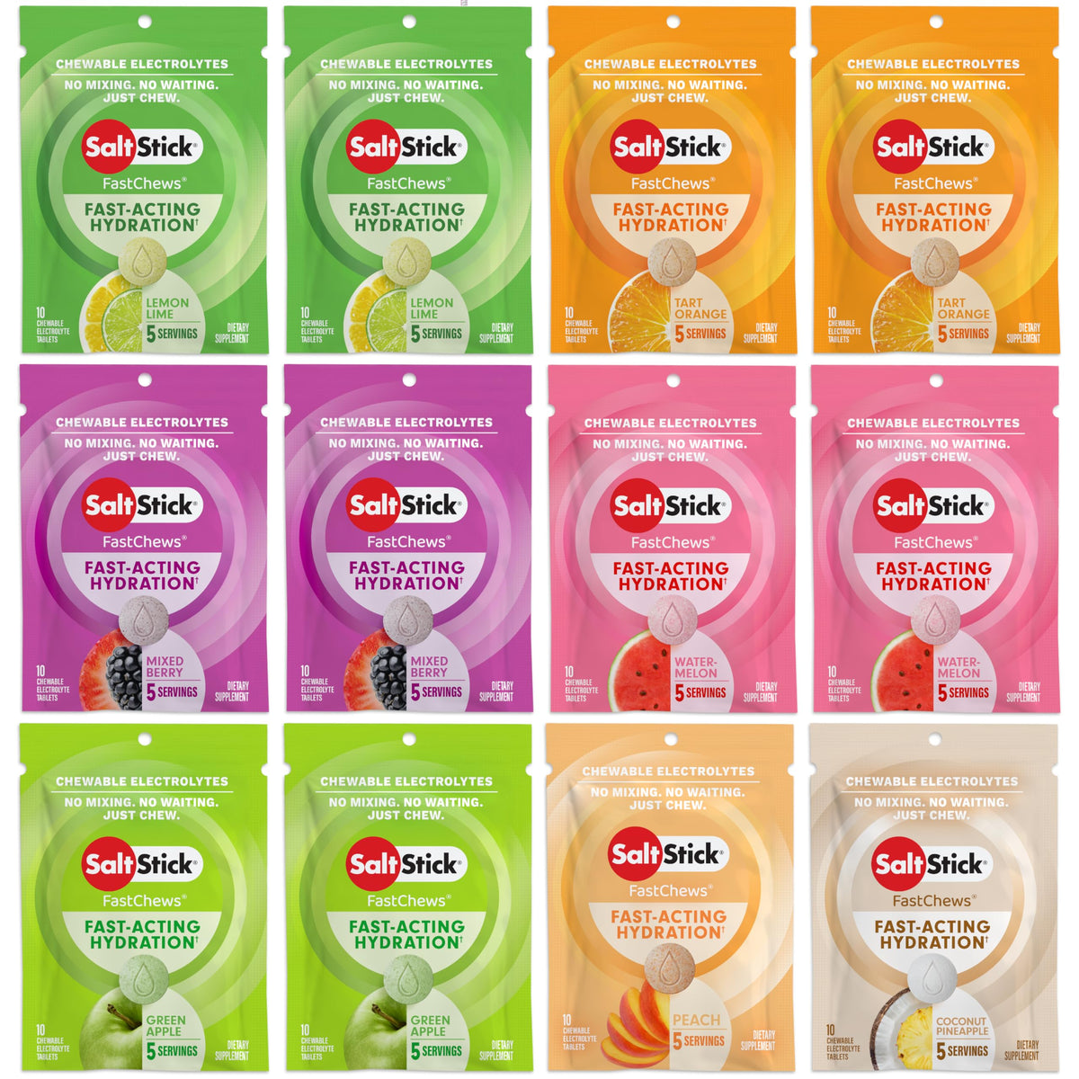 SaltStick FastChews front packaging showing product and count for convenience