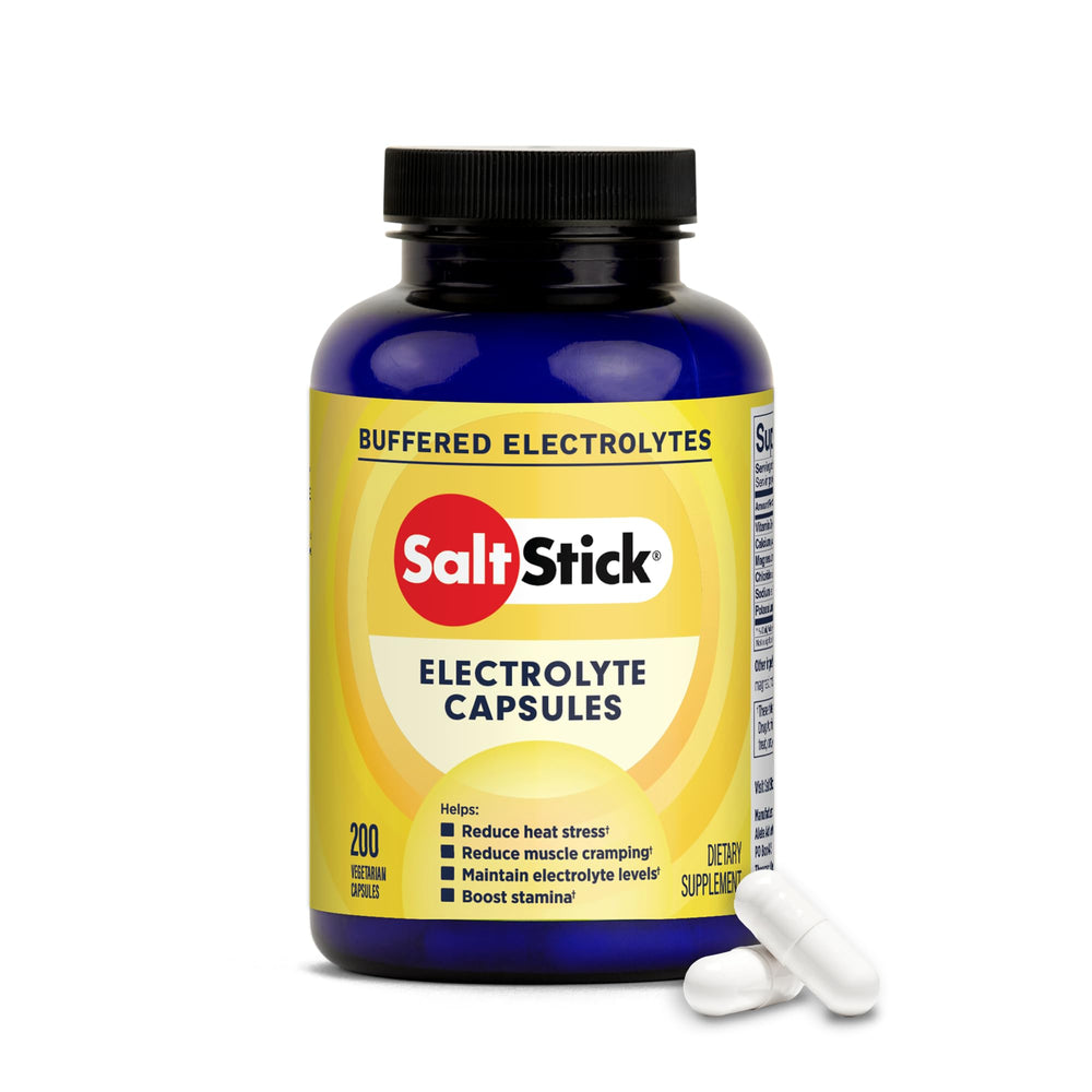 SaltStick front packaging showing 200-count bottle and quick grab convenience