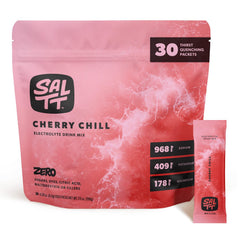SALTT front packaging showing Cherry Chill sticks and clean hydration benefits