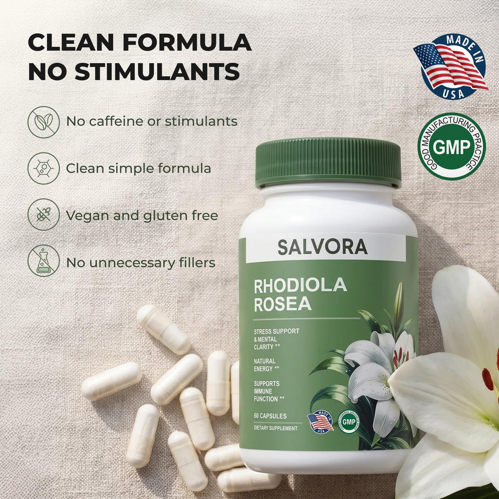 Hand holding Salvora capsule in morning routine for steady energy