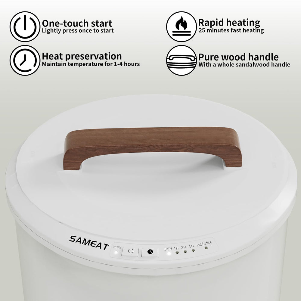 SAMEAT wooden handle close-up highlighting easy portability and comfortable grip