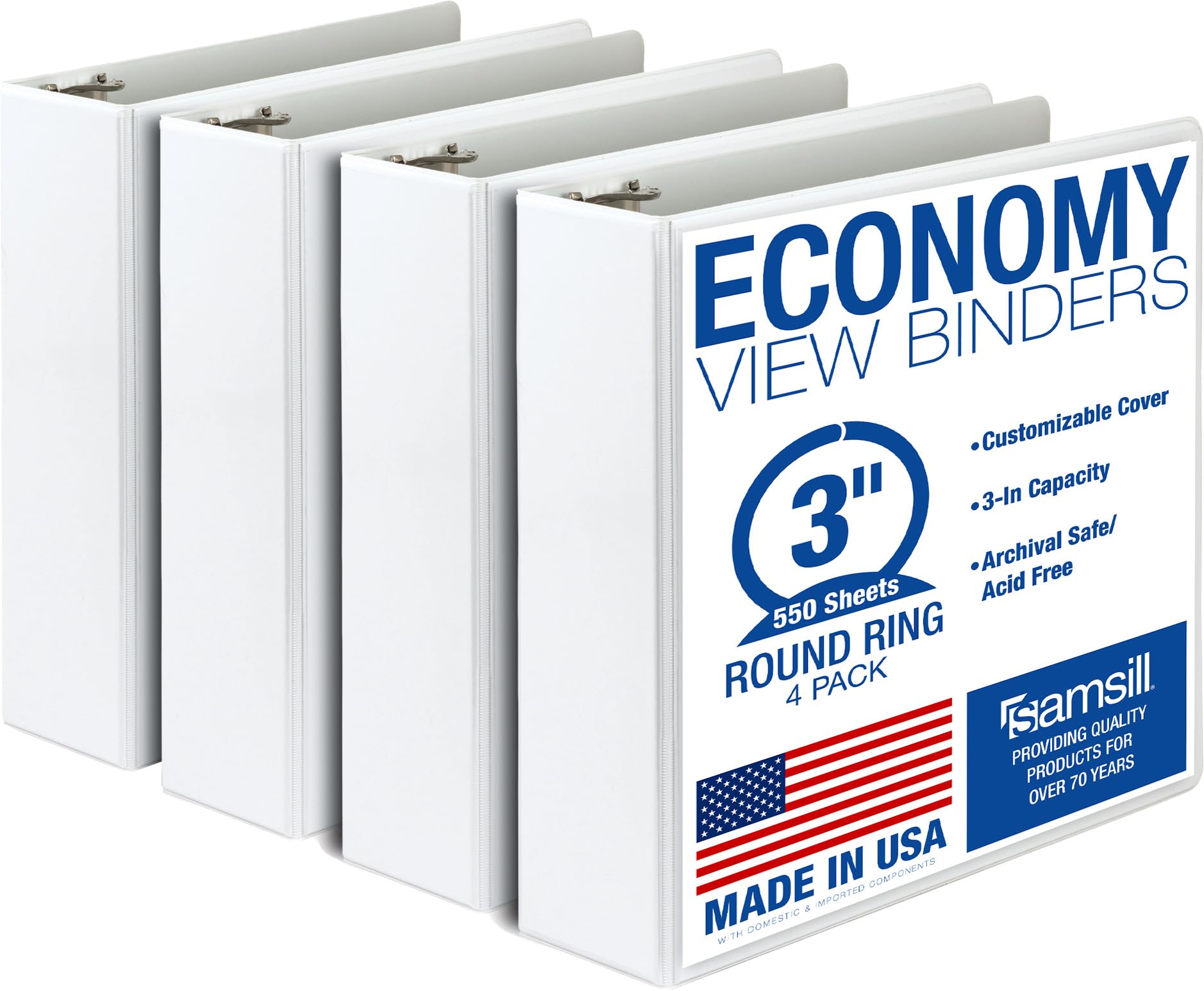 Samsill binder front cover clear view showing customizable insert and professional look