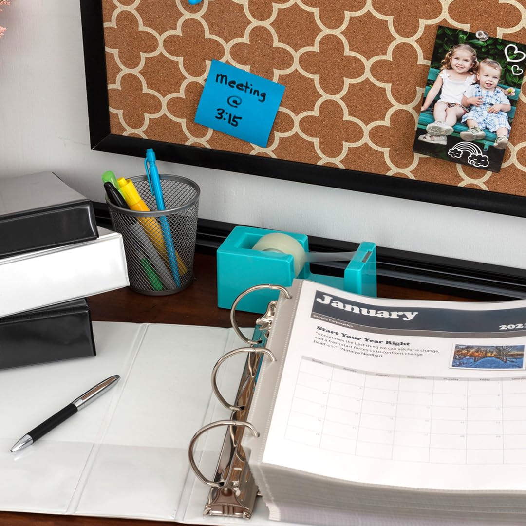 Samsill binder in workspace organizing documents for professional presentation