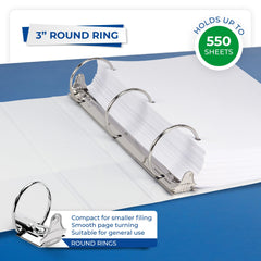 Samsill three-inch spine profile demonstrating 550-sheet capacity and slim edge
