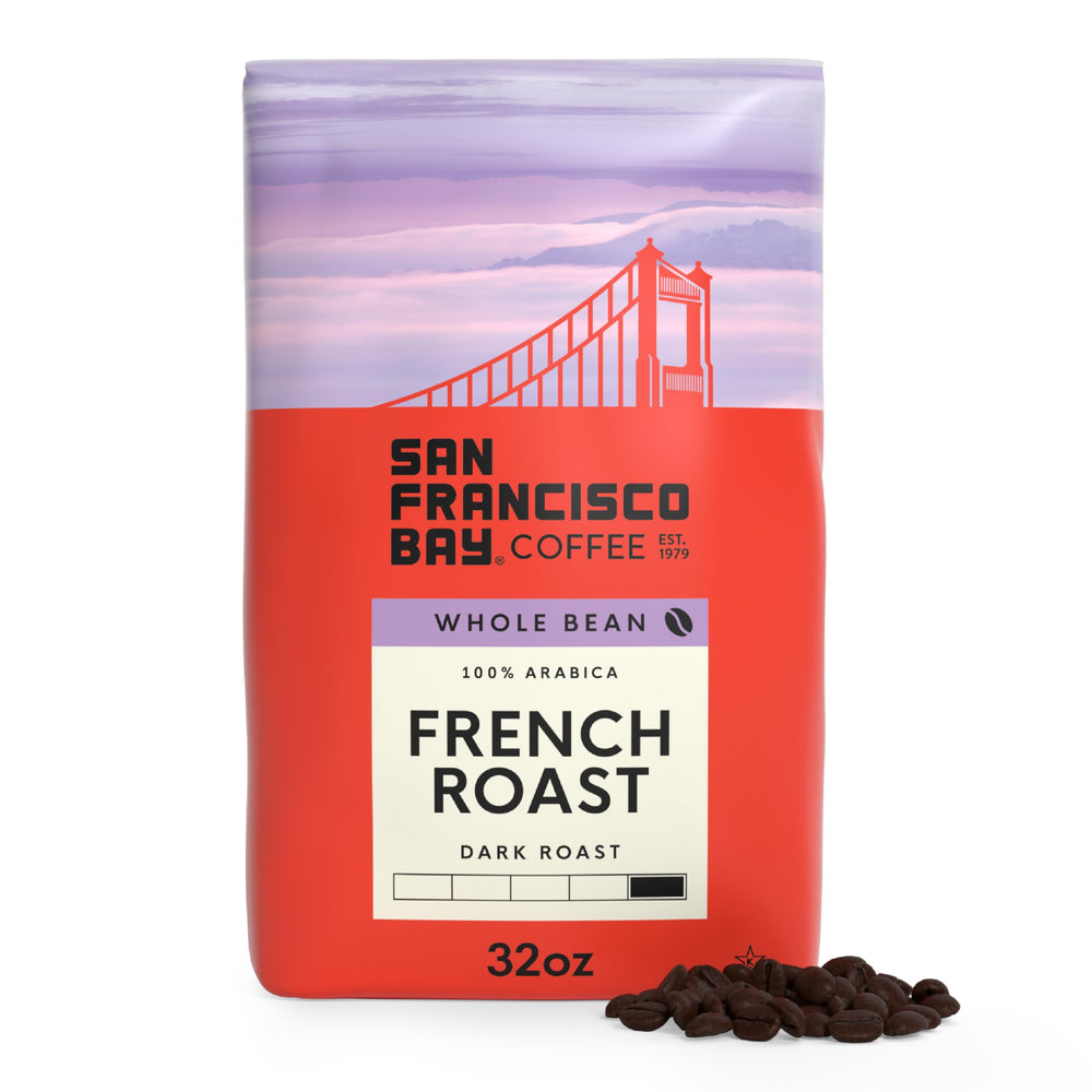 San Francisco Bay front packaging shows bold roast and 2 lb size benefit freshness