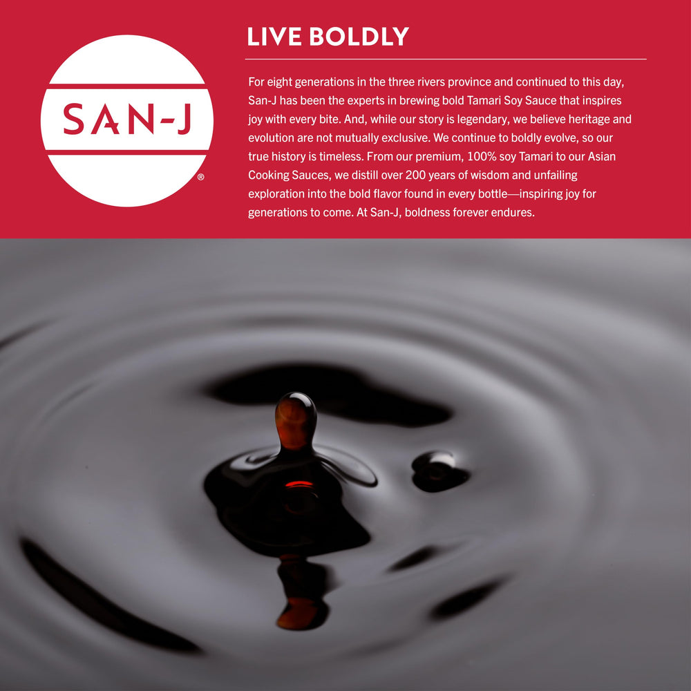 San-J tamari lite ingredient label close-up highlighting organic non-GMO