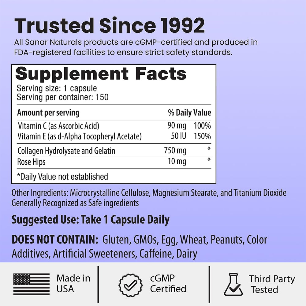 Sanar Naturals nutrition panel and supplement facts emphasizing ingredient clarity