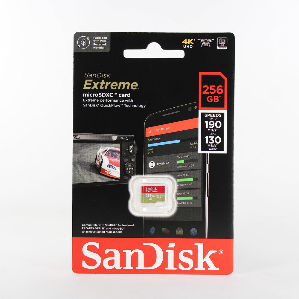 SanDisk Extreme inside a drone memory slot capturing 4K footage with stable writes