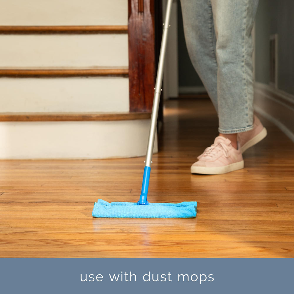 S&T INC. towel wrapped on mop head for easy floor dusting and time-saving benefit