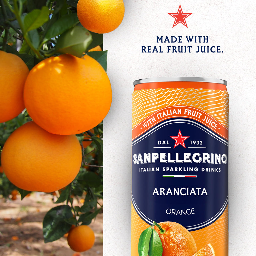 Sanpellegrino label detail highlighting ingredients and natural flavor for ingredient transparency