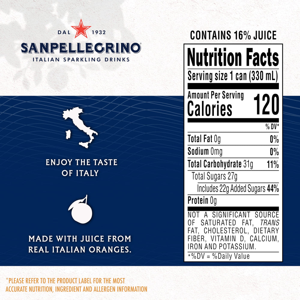 Sanpellegrino pouring into a glass with bubbles showing fresh citrus fizz