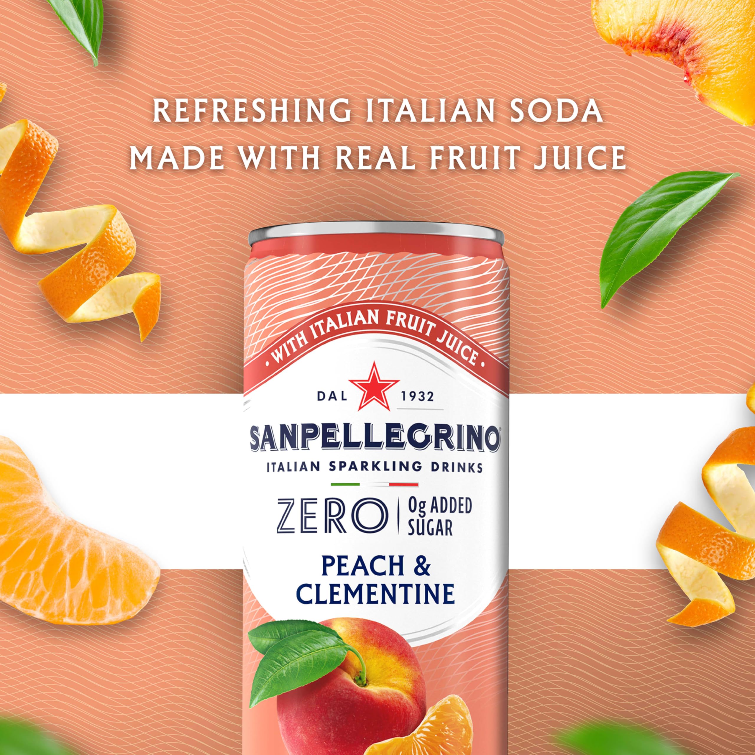 San Pellegrino can held in hand for scale showing portable single-serve convenience