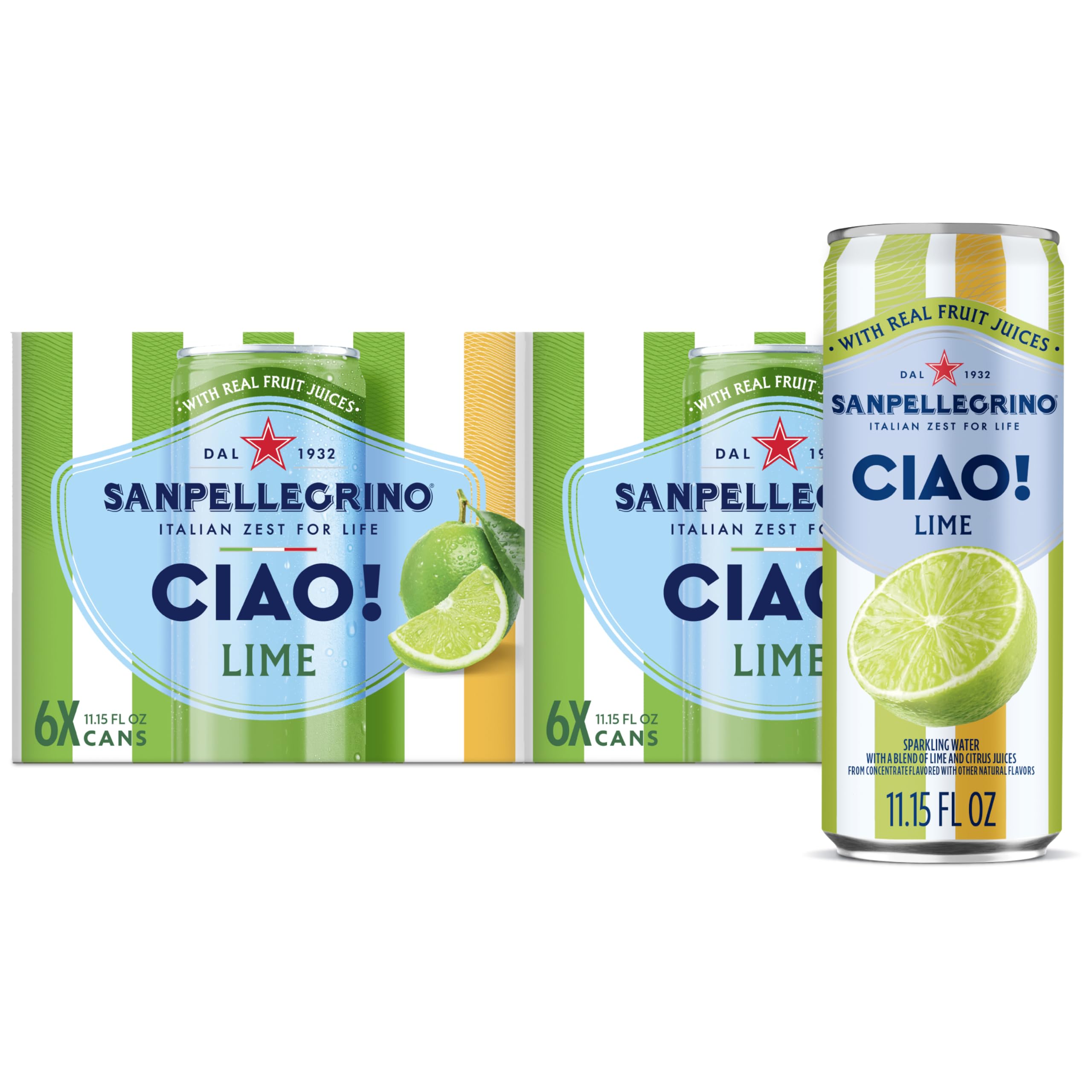 Sanpellegrino CIAO Lime front packaging showing slim can and vibrant label benefit refreshing taste