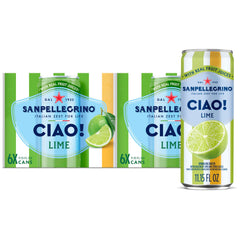 Sanpellegrino CIAO Lime front packaging showing slim can and vibrant label benefit refreshing taste