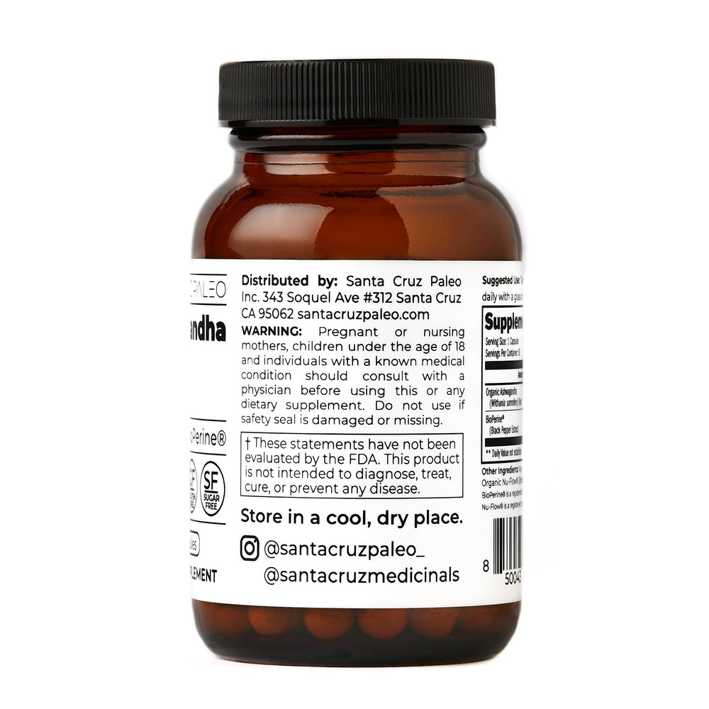 Santa Cruz Paleo label close-up listing gluten free and paleo friendly benefits