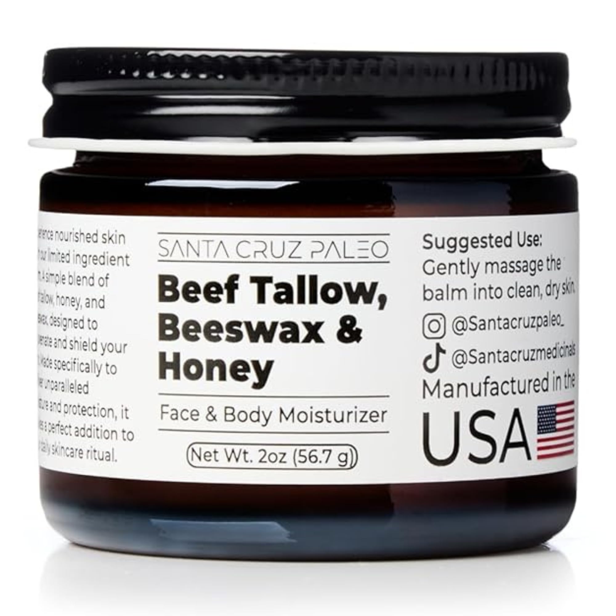 Santa Cruz Paleo jar front view showing clean organic packaging benefit: clarity