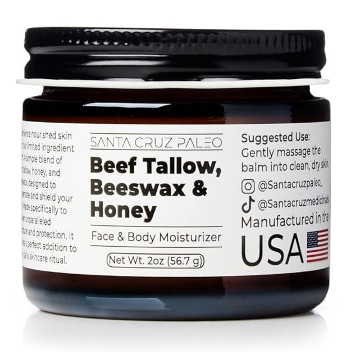 Santa Cruz Paleo jar front view showing clean organic packaging benefit: clarity